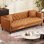 Canapé de 81 po en cuir, canapé Chesterfield à assise profonde capitonné à 3 boutons fait à la main