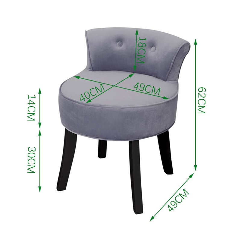 Gall Solid Wood Accent Stool, Black, Grey