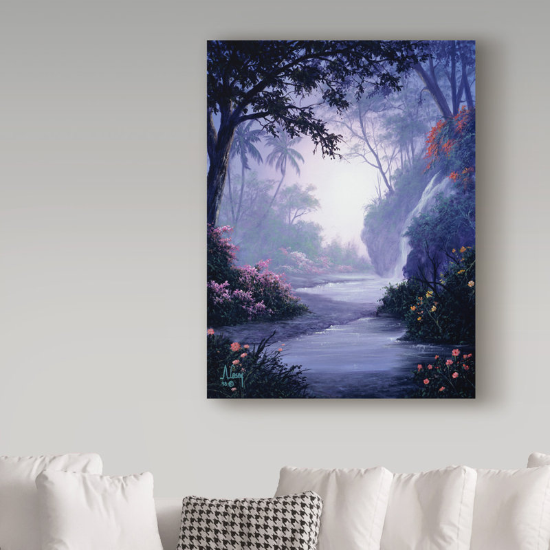 Fikes «Garden Scene 22», reproduction de peinture à l'huile sur toile tendue, H 19 po x l 14 po