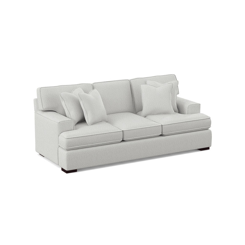 Bridgetown 97'' Recessed Arm Sofa with Reversible Cushions, Java Finish, Beige Performance Fabric; 0851-73