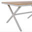 Ensemble repas d'extérieur 5 pièces - Table rectangulaire en bois de teck + 4 chaises en osier avec coussins, structure en acier, finition teck, parfait pour la terrasse, le patio ou le jardin