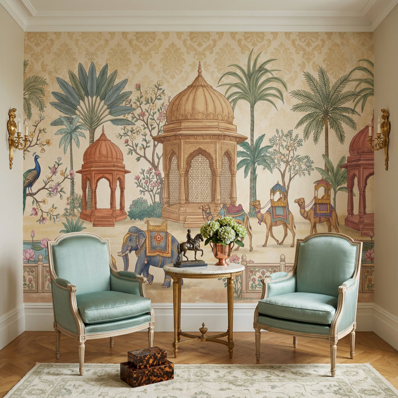 Murale Mughal Palace, 120 po x 96 po, Peler et coller