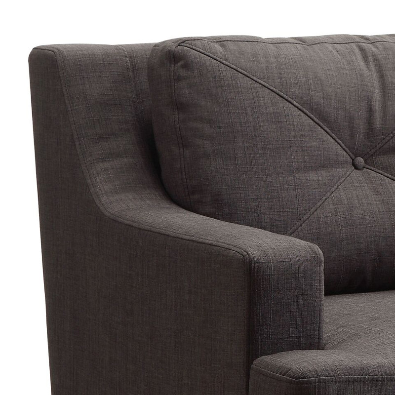 Chaise avec accoudoirs capitonnée en lin Jarvis, Lin gris anthracite foncé