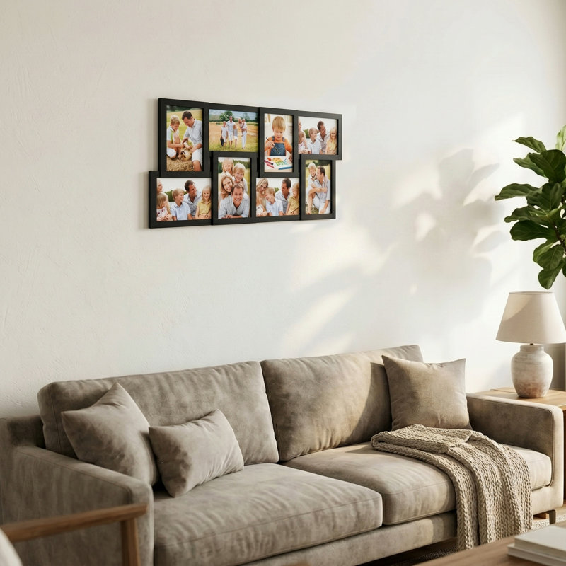 Benedetto Collage Picture Frame with 8 Openings for 4x6 Photos- Wall Hanging Multiple Photo Frame Display for Personalized Decor