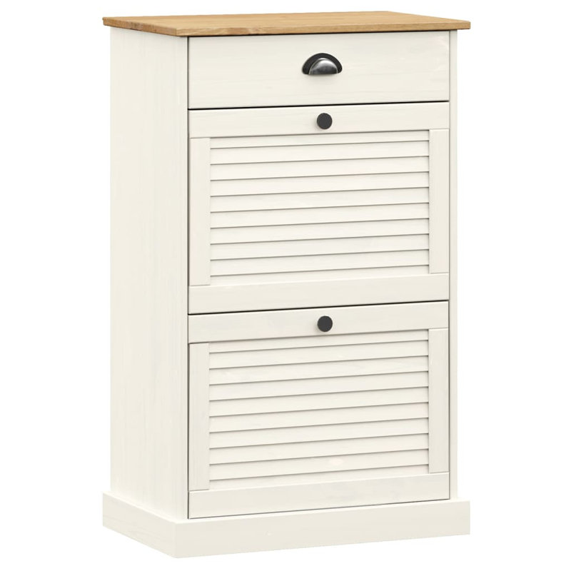 12 Pair Shoe Storage Cabinet, Brown/White