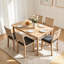 Chaises de salle à manger rembourrées Amando French Country, chaises en bois Boho avec dossier tissé et siège en lin, structure en bois massif-2100773212-2100773215
