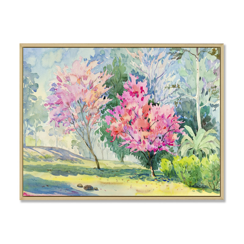 «Path To The Enchanted Pink Forest II», reproduction encadrée sur toile, H 8 po x l 12 po x P 1 po, Cadre naturel flottant