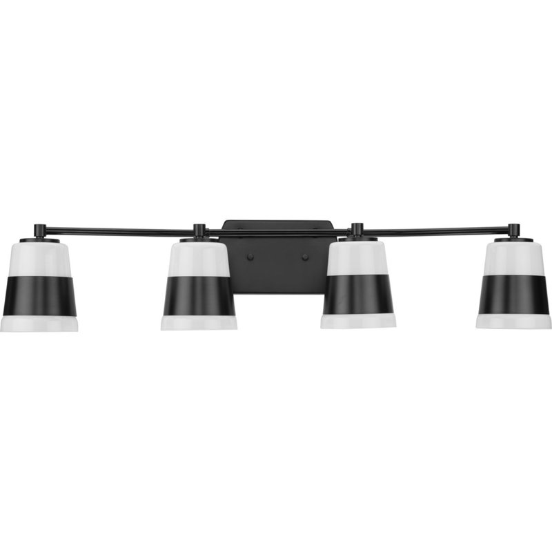 Éclairage pour meuble-lavabo à 4 lumières à intensité variable Markail, Noir mat, Noir mat / blanc