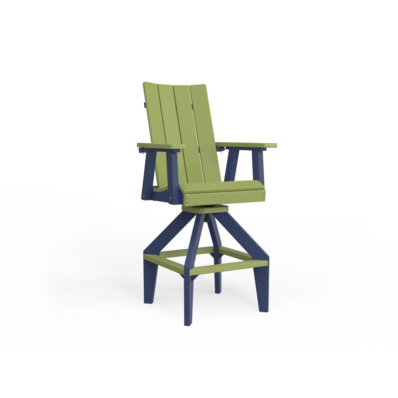 SOL Outdoor Bar Stool, Navy Blue, Brazilian Walnut