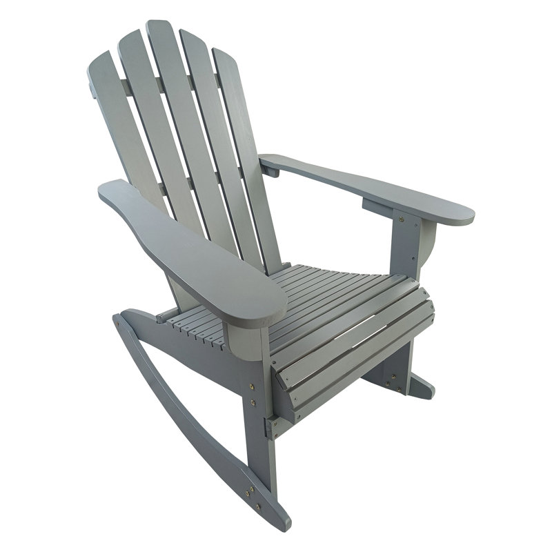 Chaise d'extérieur inclinable grise - Confortable et élégante, polyvalente pour la cour arrière, en bois massif, avec un support de poids de 250 lb, incluant un support à bascule