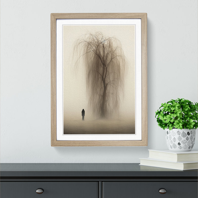 Weeping Willow Minimalism - Framed Print, Oak Framed, 64cm H x 46cm W