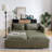 64.5 Inch 3-in-1 Adjustable Sleeper Sofa Bed | Pullout, Soft Corduroy, 2 Pillows & Side Pockets-106404083