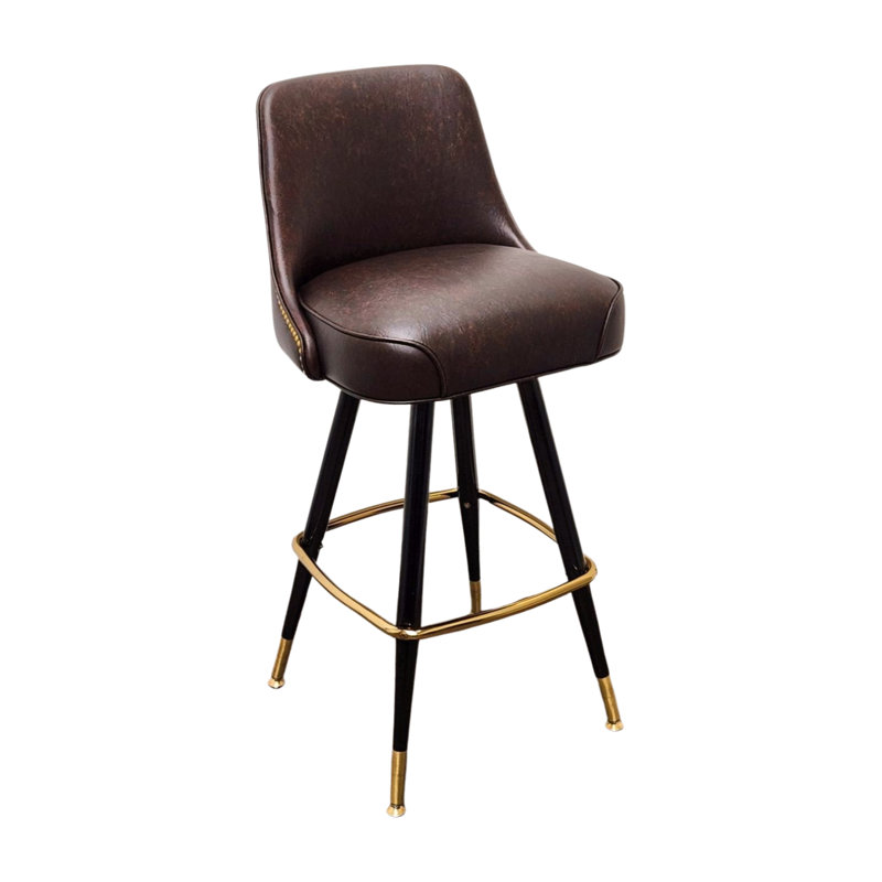 Tabouret de bar pivotant capitonné, Brun