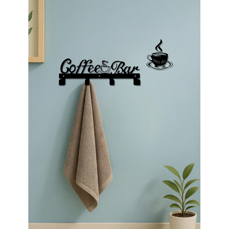 Porte-gobelet mural rustique multifonctionnel pour ... - Fer - 1 pièce - Décoration murale - Noir - Design décoratif