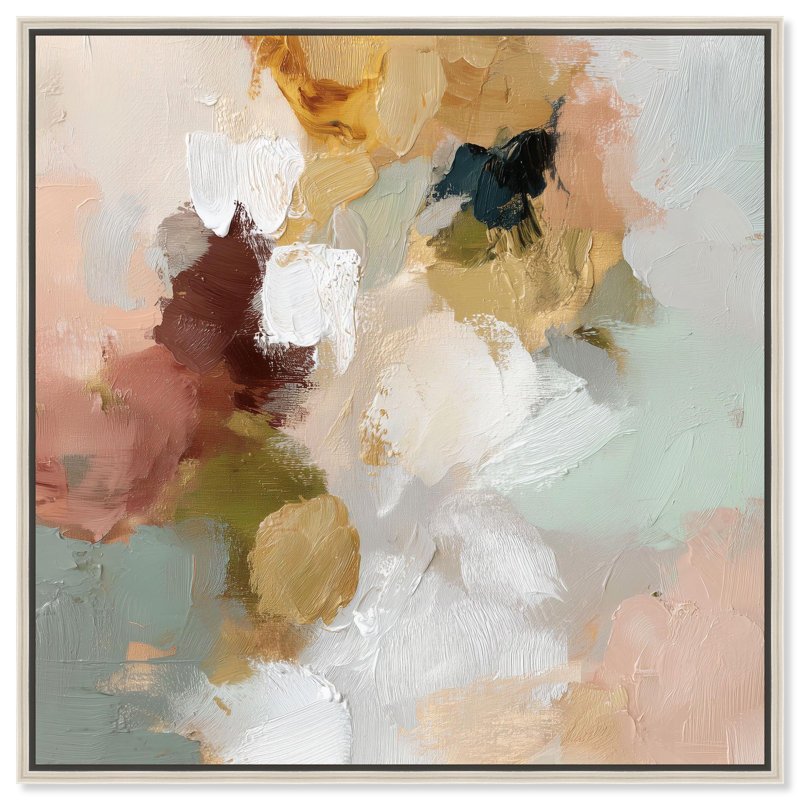 Impression sur toile ocre et ivoire I par Art Remedy, cadre argenté, 24 x 24, H 25 po x l 25 po, Cadre argenté