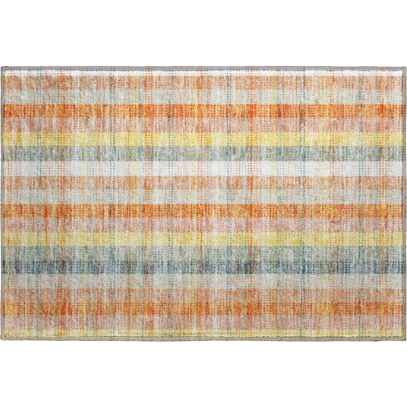 Premium Machine Washable Prisco Peach Rug, Rectangle 1'8" x 2'6"