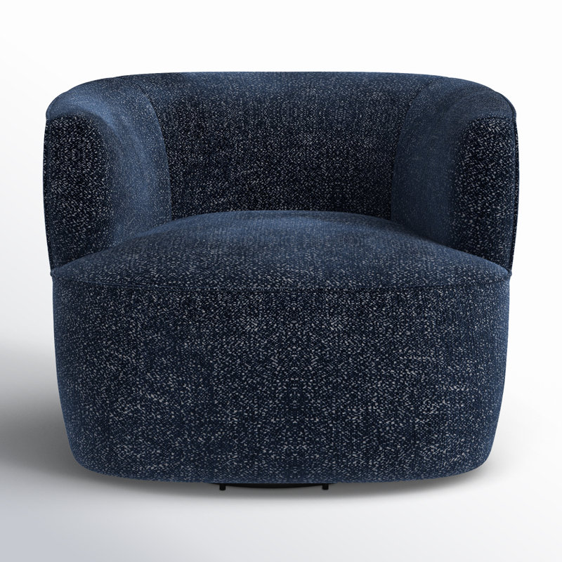 Mila Swivel Barrel Chair, Comal Azure Performance Textured Weave