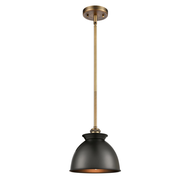 Luminaire suspendu en forme de dôme à 1 lumière Arev, Noir mat, Laiton brossé, Ampoule non incluse