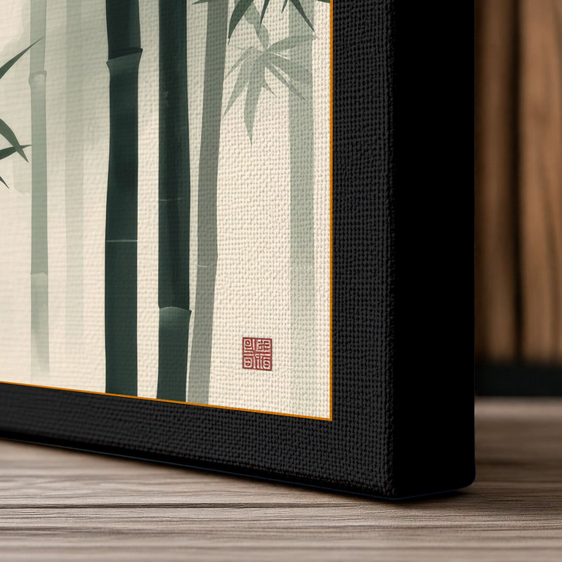 Bamboo Study Japandi - Wrapped Canvas, 30x20 - 76.2 x 50.8 cm, Black Border