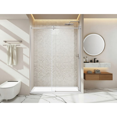 Porte de douche coulissante simple sans cadre de 58 à 60 po x H 78 po avec verre certifié Sgcc