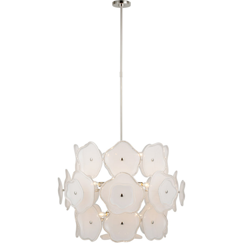 kate spade new york Leighton Large Barrel Chandelier, Cream, Polished Nickel