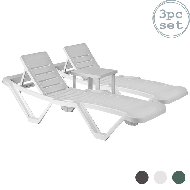 Resol - Master Sun Loungers & Side Table, White