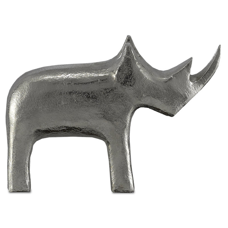 Kano Rhino Figurine, 7.75" H x 3" W x 11" D, Silver