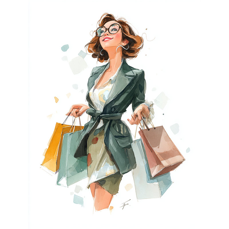«Confident Shopper», art mural sur toile tendue, H 40 po x l 30 po