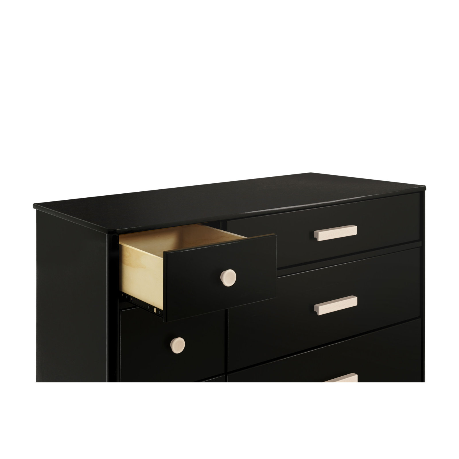 Lolly 6-Drawer Assembled Double Dresser, Black/Washed Natural