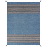 Dolley Cotton Striped Area Rug in Teal