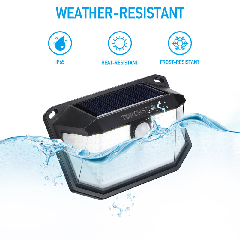 Solar Motion Sensor Lights IP65 Waterproof Outdoor Wall Lighting 6500K Pure White for Driveway Patio, Black