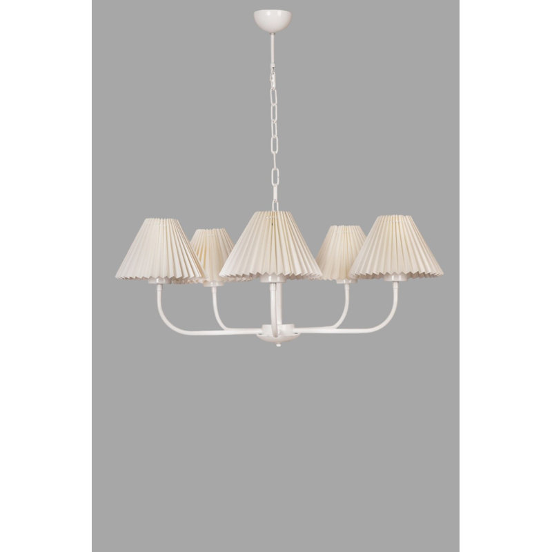 Lustre en métal élégant, finition crème et blanche, hauteur réglable (31,5 po) | Plaque de base de 9,4 po de diamètre | 5 x douilles E27 de 40 W maximum (ampoules non incluses) | pour la salle à manger, le salon et le vestibule, design élégant et fonctionnel