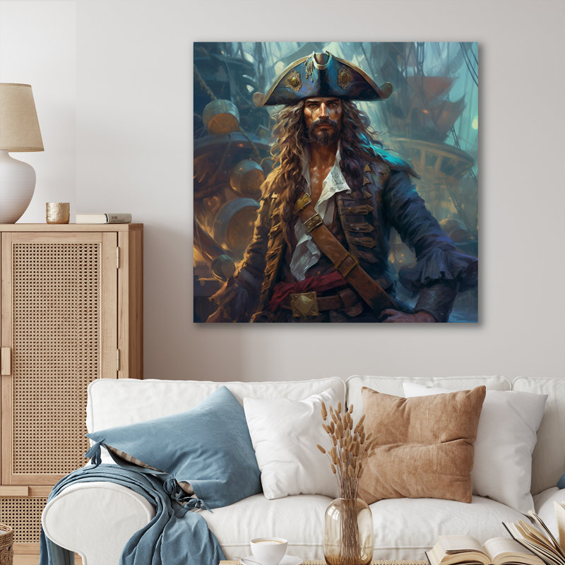 «Daring Pirate Portrait I - Pirate», art mural sur toile, H 30 po x l 30 po x P 1 po, Toile tendue