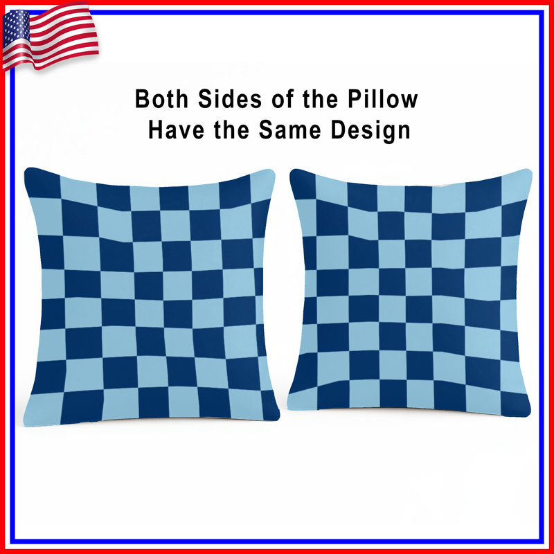 Blue Checkerboard Pattern Double Sided Throw Pillows, 20 x 20 inches