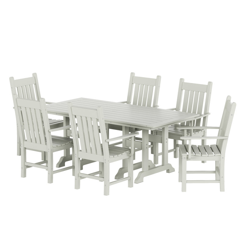 Vinnie 6 - Person Patio Dining Set Rectangular Table, Sand