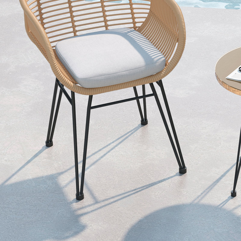 Ensemble de conversation d'extérieur pour 2 personnes, Beige, Jaune