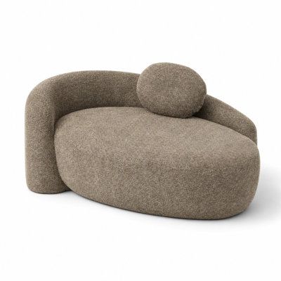 Modern Oval Lazy Sofa Chair with Ergonomic Backrest, Side Armrest, Adjustable Pillow, Upholstered Lounge Seat for Living Room, Bedroom, Small Apartments, Reading, Napping & Lounging