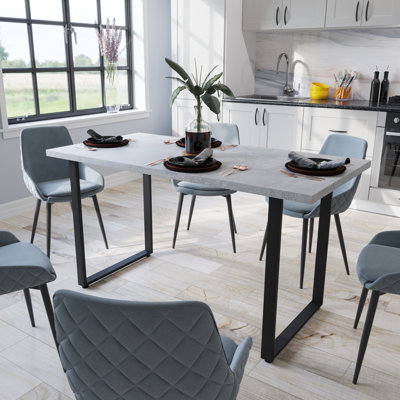 Modern Rectangular Dining Table with Angled Metal Legs