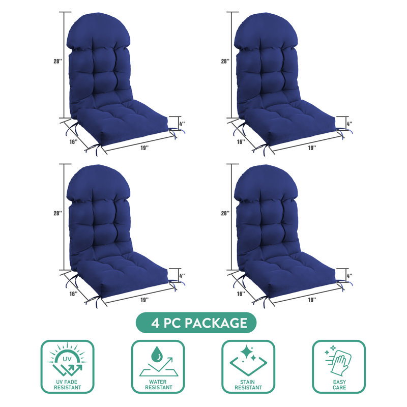 4 PCS Outdoor Adirondack Chair Seat and Back Cushion, Navy