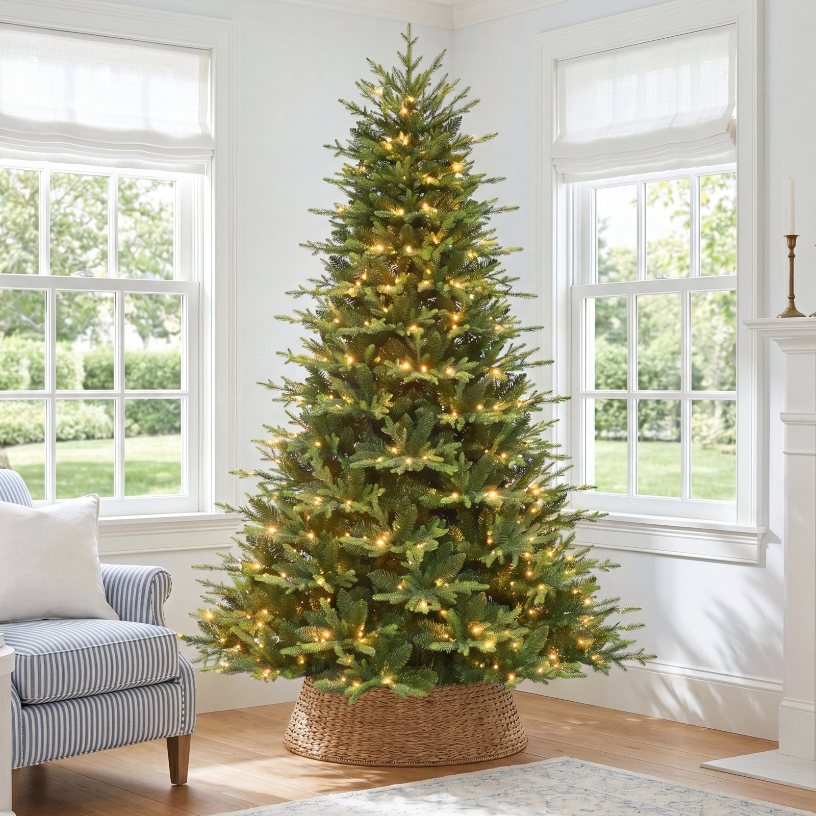 Flocked 7.5' Pre-Lit Pine Christmas Tree
