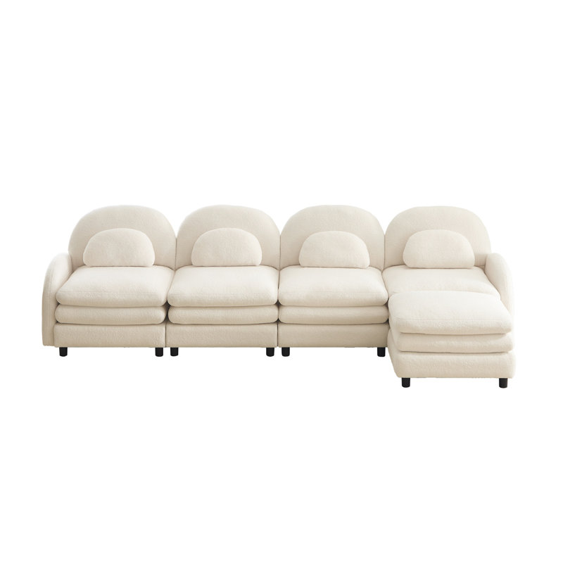 Canapé modulaire Teddy, Beige / Blanc