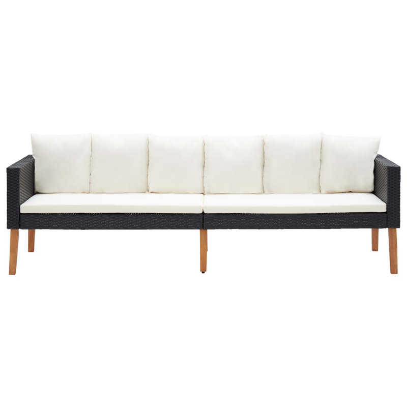 85.8" Wide Teak Rectangle Patio Sofa with Cushions