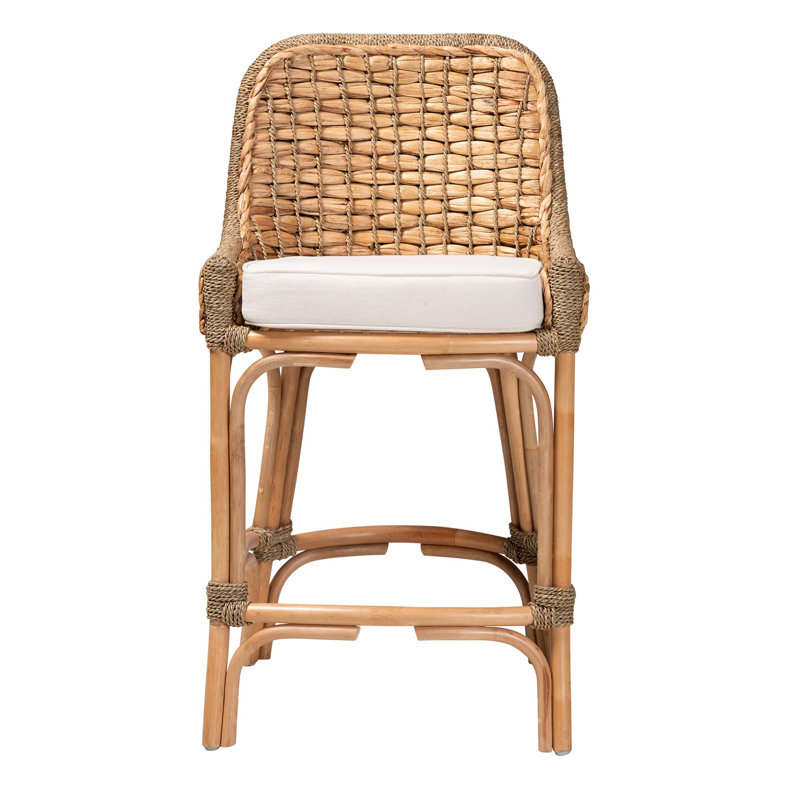 Kyle Modern Bohemian Woven Rattan Counter Stool