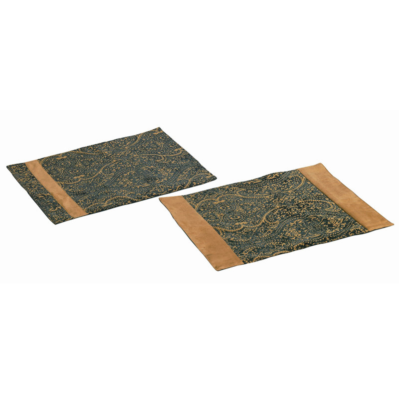 Ensemble de napperons 4 pièces en chenille à motif cachemire orange / bleu / brun clair, 16 x 20 po