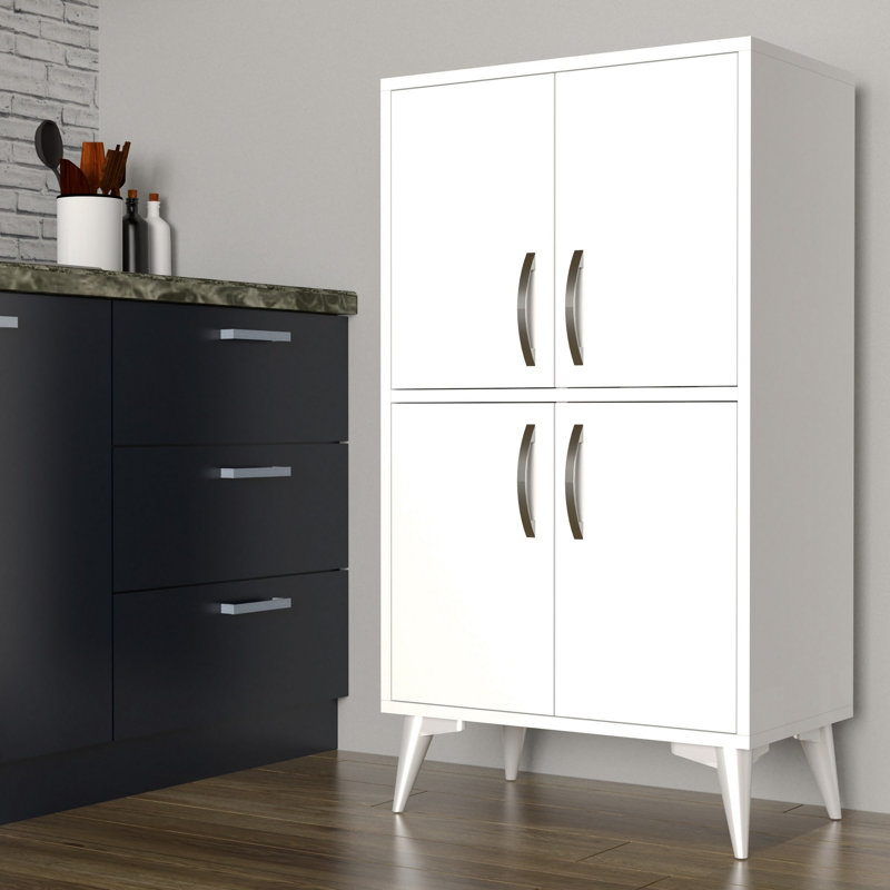 Versatile Multi-Purpose Cabinet, White, 23.6 x 42.9 x 13.8 inches | 100% Melamine Coated Particle Board, Thickness: 0.7 inches | Numerous Shelves for Additional Storage, Modern Design for Home & Office