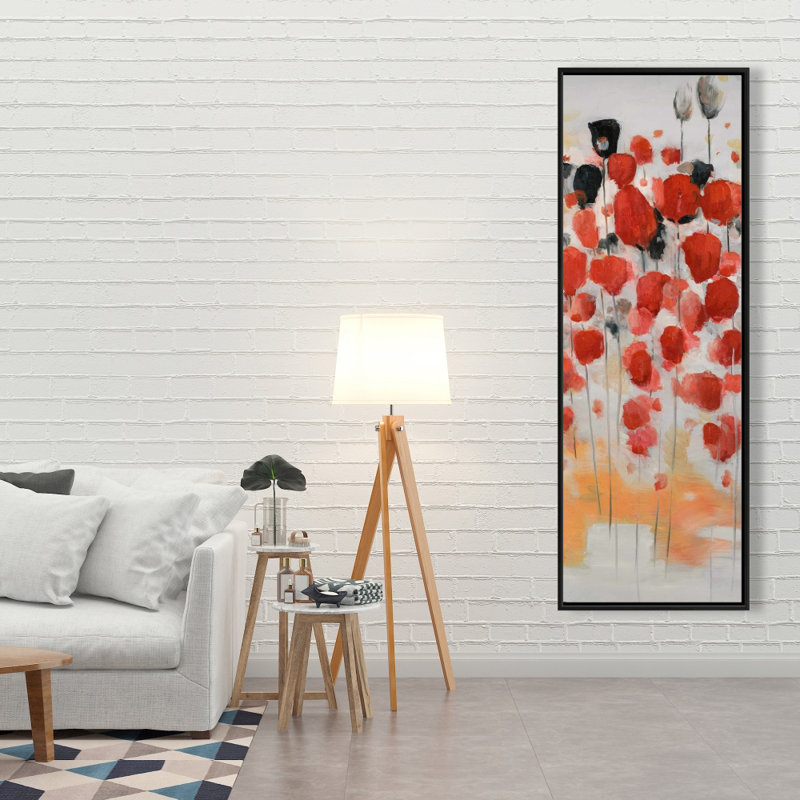 Fleurs abstraites roses, impression sur toile, H 60 po x l 20 po