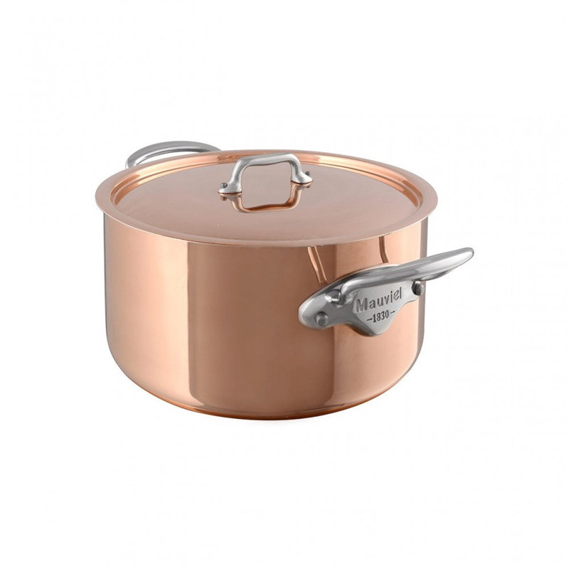 Mauviel M'3 S Copper Stewpan With Lid, Cast Stainless Steel Handles, 5.7-Qt