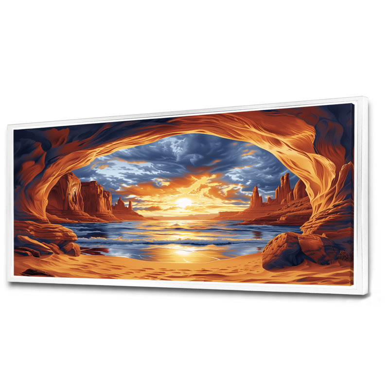Markaysia - Canyon Wall Art Living Room, Toile encadrée flottée blanche, H 28 po x l 60 po x P 1,5 po