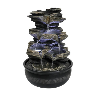 Fontaine de table en cascade 15,7 pouces avec éclairage à DEL pour la détente dans la chambre à coucher