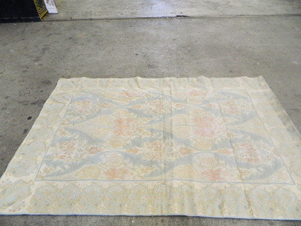 Tapis bleu/beige bleu pastel tissé à la main